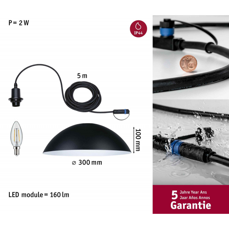 Lampa wisząca MAPALO Plug & Shine 2W 3000K IP44 24V antracyt Lampa wisząca MAPALO Plug & Shine 2W 3000K IP44 24V antracyt