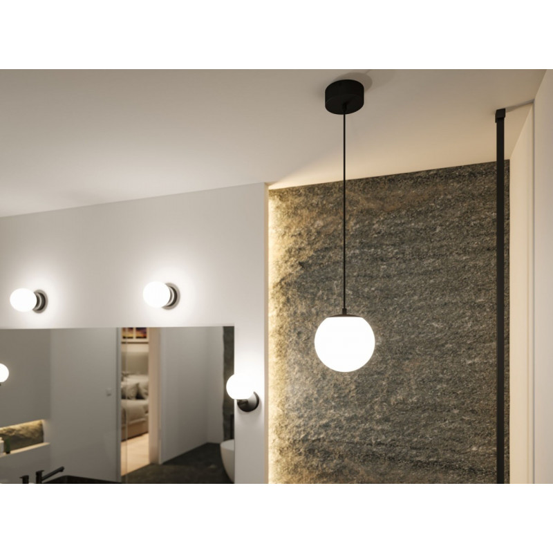 Lampa wisząca łazienkowa GOVE LED 9W 900lm 3000K IP44 230V czarny matowy / metal / szkło Lampa wisząca łazienkowa GOVE LED 9W 900lm 3000K IP44 230V czarny matowy / metal / szkło