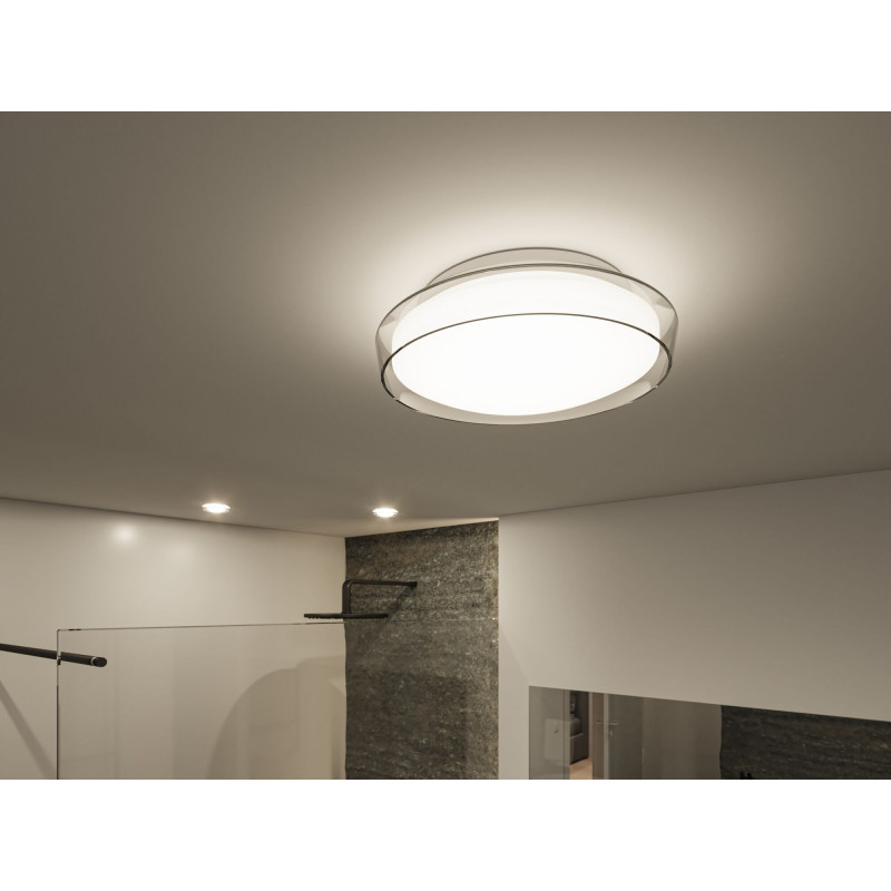 Plafoniera LUENA LED 16.5W 860lm okragła 350mm 3000K IP44 230V szkło chrom / metal Plafoniera LUENA LED 16.5W 860lm okragła 350mm 3000K IP44 230V szkło chrom / metal