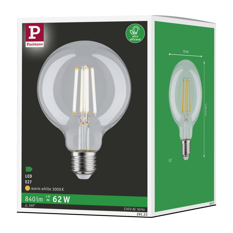 Źródło światła LED ECO LINE G95 4W 840lm E27 3000K 230V przezroczysty / szkło Źródło światła LED ECO LINE G95 4W 840lm E27 3000K 230V przezroczysty / szkło