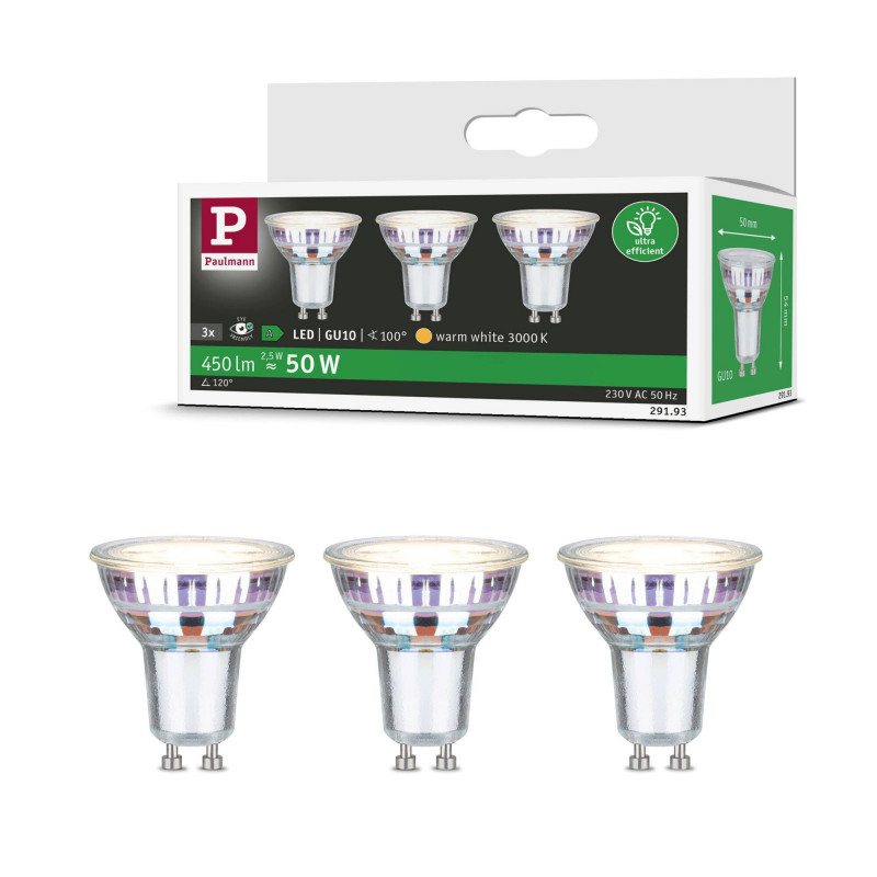 Źródło światła LED 3x GU10 ECO LINE 2.5W 450lm 3000K 230V srebrny / szkło Źródło światła LED 3x GU10 ECO LINE 2.5W 450lm 3000K 230V srebrny / szkło