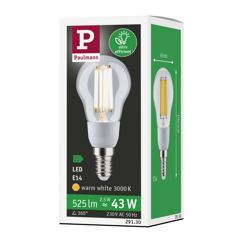 Źródło światła LED ECO LINE G45 2.5W 525lm E14 3000K 230V przezroczysty / szkło Źródło światła LED ECO LINE G45 2.5W 525lm E14 3000K 230V przezroczysty / szkło