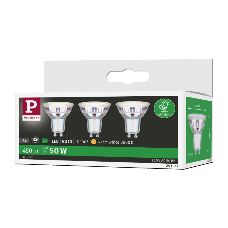 Źródło światła LED 3x GU10 ECO LINE 2.5W 450lm 3000K 230V srebrny / szkło Źródło światła LED 3x GU10 ECO LINE 2.5W 450lm 3000K 230V srebrny / szkło