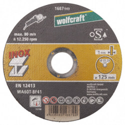 Tarcza korundowa 125X1 do cięcia stali nierdzewnej 10 sztuk. WOLFCRAFT Tarcza korundowa 125X1 do cięcia stali nierdzewnej 10 sztuk. WOLFCRAFT