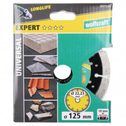 Tarcza diamentowa 125 do cięcia PRO Laser Universal, wolfcraft Tarcza diamentowa 125 do cięcia PRO Laser Universal, wolfcraft