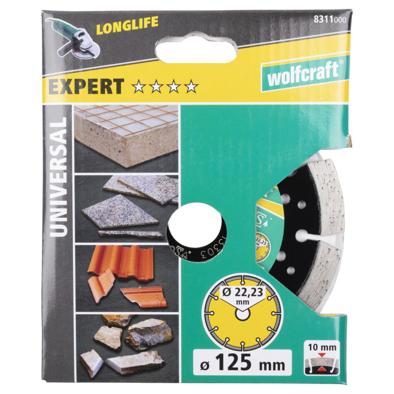 Tarcza diamentowa 125 do cięcia PRO Laser Universal, wolfcraft Tarcza diamentowa 125 do cięcia PRO Laser Universal, wolfcraft