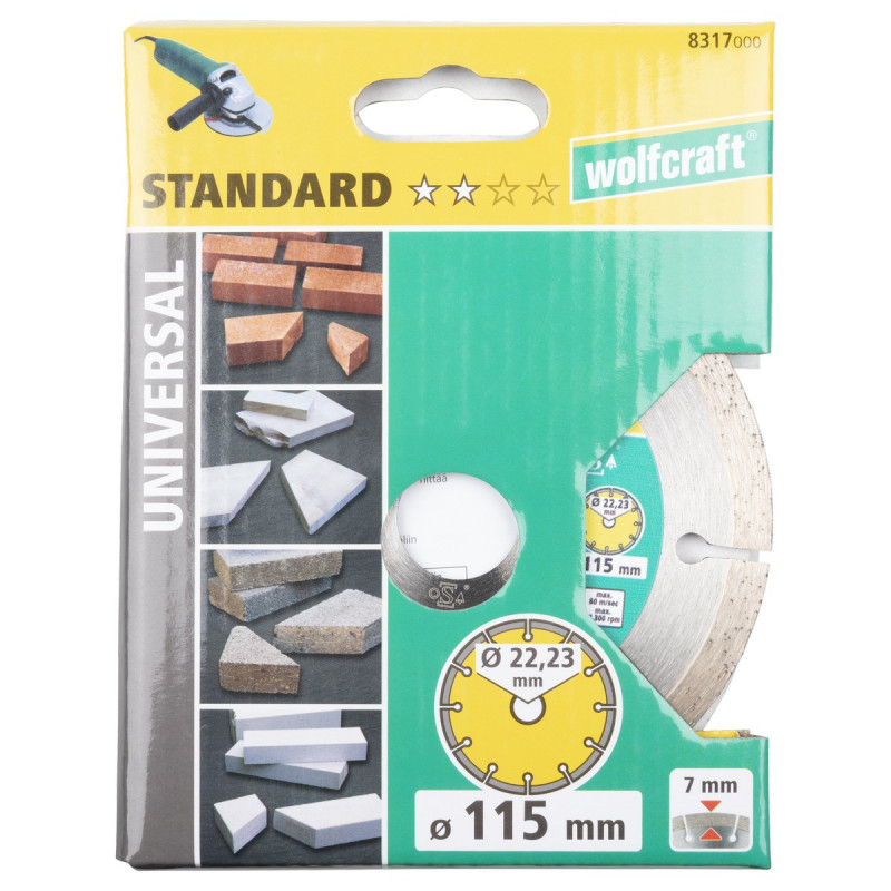 Tarcza diamentowa 115 do cięcia Solid Uniwersal, wolfcraft Tarcza diamentowa 115 do cięcia Solid Uniwersal, wolfcraft