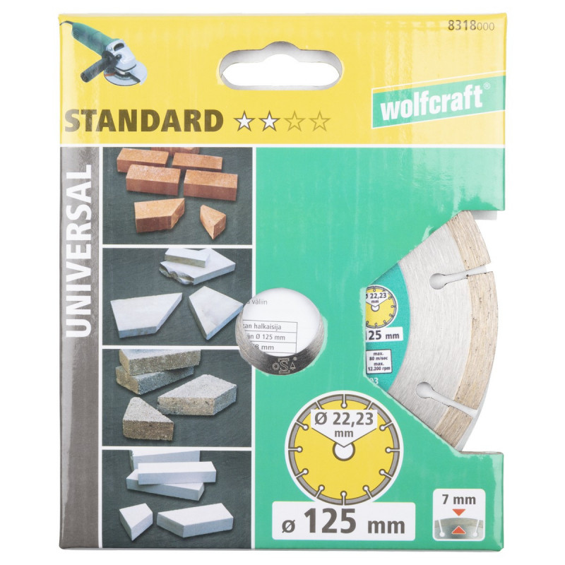 Tarcza diamentowa 125 do cięcia Solid Uniwersal, wolfcraft Tarcza diamentowa 125 do cięcia Solid Uniwersal, wolfcraft