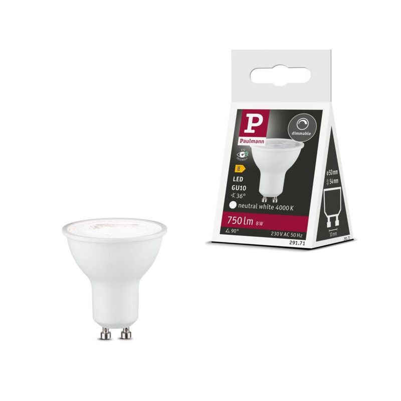 Źródło światła LED GU10 DIM 8W 750lm 4000K 36st. 230V biały matowy / tworzywo sztuczne Źródło światła LED GU10 DIM 8W 750lm 4000K 36st. 230V biały matowy / tworzywo sztuczne