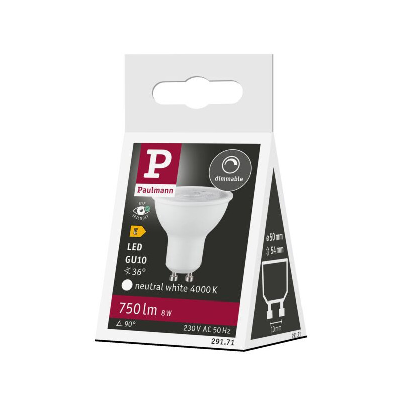 Źródło światła LED GU10 DIM 8W 750lm 4000K 36st. 230V biały matowy / tworzywo sztuczne Źródło światła LED GU10 DIM 8W 750lm 4000K 36st. 230V biały matowy / tworzywo sztuczne