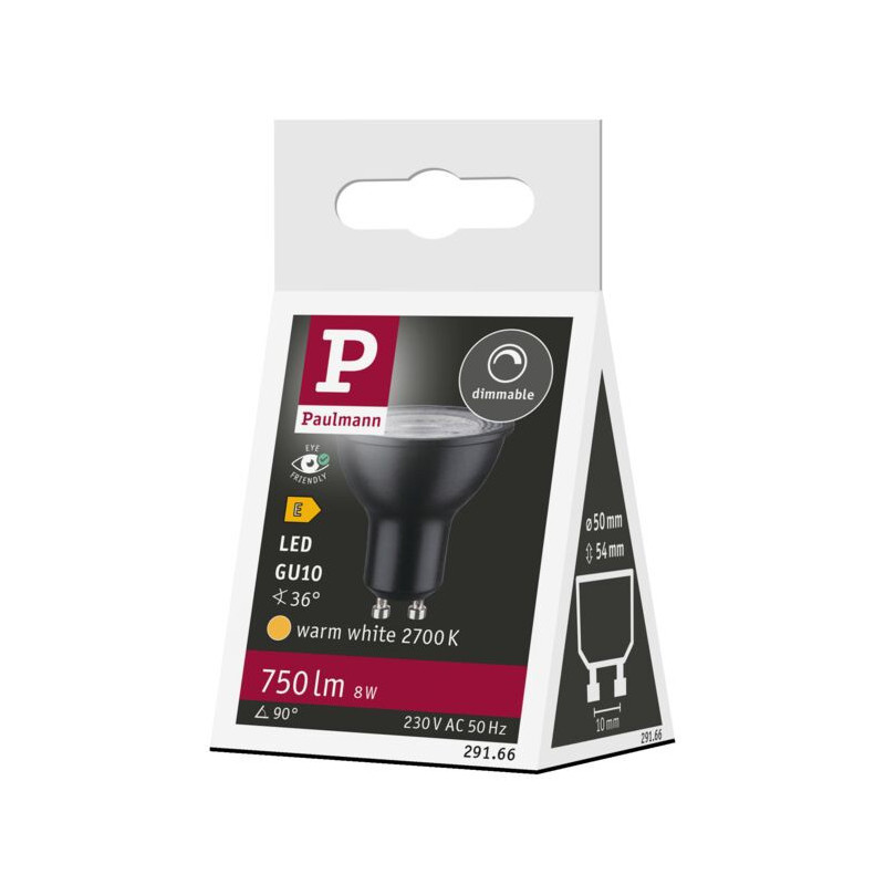 Źródło światła LED GU10 DIM 8W 750lm 2700K 36st. 230V czarny matowy / tworzywo sztuczne Źródło światła LED GU10 DIM 8W 750lm 2700K 36st. 230V czarny matowy / tworzywo sztuczne
