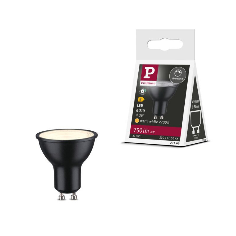Źródło światła LED GU10 DIM 8W 750lm 2700K 36st. 230V czarny matowy / tworzywo sztuczne Źródło światła LED GU10 DIM 8W 750lm 2700K 36st. 230V czarny matowy / tworzywo sztuczne
