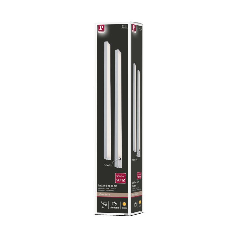 Zestaw opraw podszafkowych SET LINE DIM PIR 2x4W 2x350lm 350mm 30000K 230V/24V chrom matowy / aluminium Zestaw opraw podszafkowych SET LINE DIM PIR 2x4W 2x350lm 350mm 30000K 230V/24V chrom matowy / aluminium
