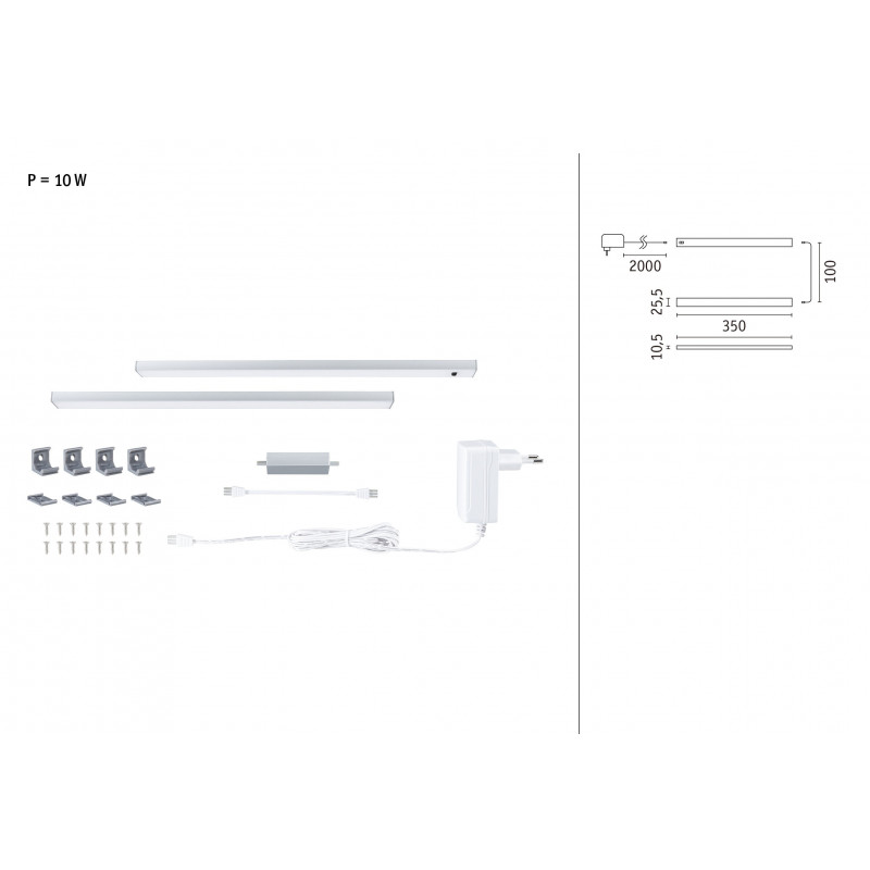 Zestaw opraw podszafkowych SET LINE DIM PIR 2x4W 2x350lm 350mm 30000K 230V/24V chrom matowy / aluminium Zestaw opraw podszafkowych SET LINE DIM PIR 2x4W 2x350lm 350mm 30000K 230V/24V chrom matowy / aluminium