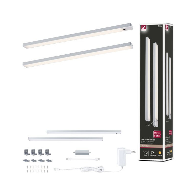 Zestaw opraw podszafkowych SET LINE DIM PIR 2x4W 2x350lm 350mm 30000K 230V/24V chrom matowy / aluminium Zestaw opraw podszafkowych SET LINE DIM PIR 2x4W 2x350lm 350mm 30000K 230V/24V chrom matowy / aluminium