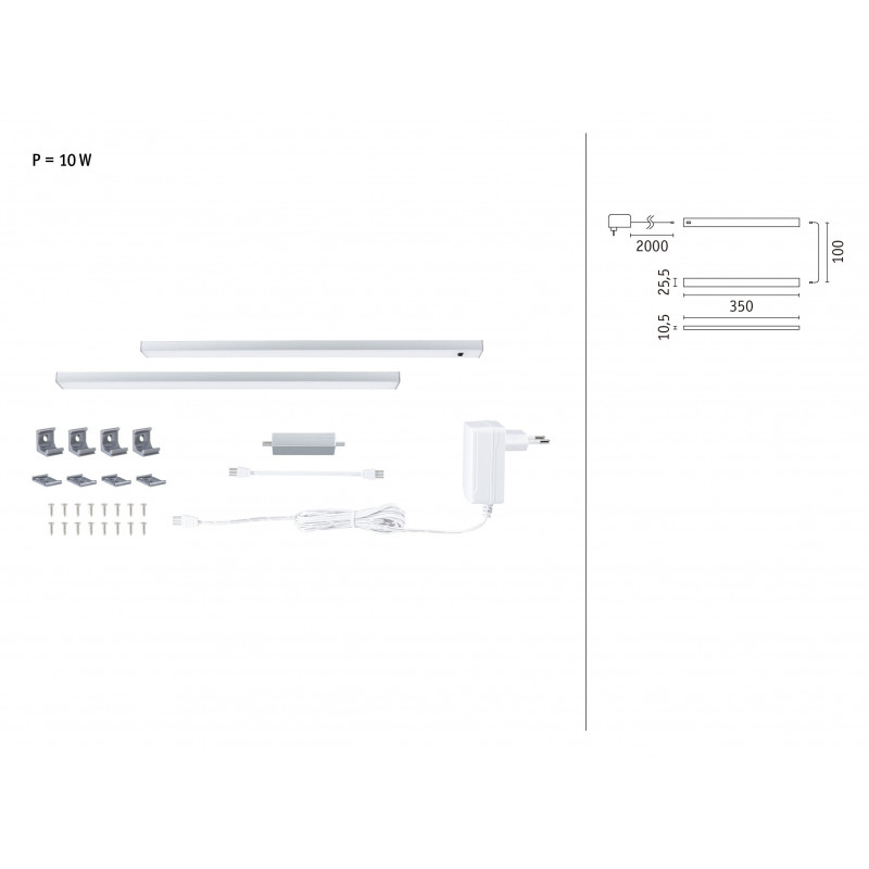 Zestaw opraw podszafkowych SET LINE DIM PIR 2x4W 2x350lm 350mm 2700K-6500K 230V/24 chrom matowy / aluminium Zestaw opraw podszafkowych SET LINE DIM PIR 2x4W 2x350lm 350mm 2700K-6500K 230V/24 chrom matowy / aluminium