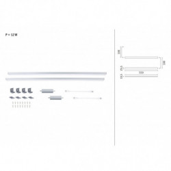 Zestaw uzupełniający opraw podszafkowych LED LINE DIM PIR 2x6W 2x500lm 550mm 30000K 24V chrom matowy / aluminium Zestaw uzupełniający opraw podszafkowych LED LINE DIM PIR 2x6W 2x500lm 550mm 30000K 24V chrom matowy / aluminium