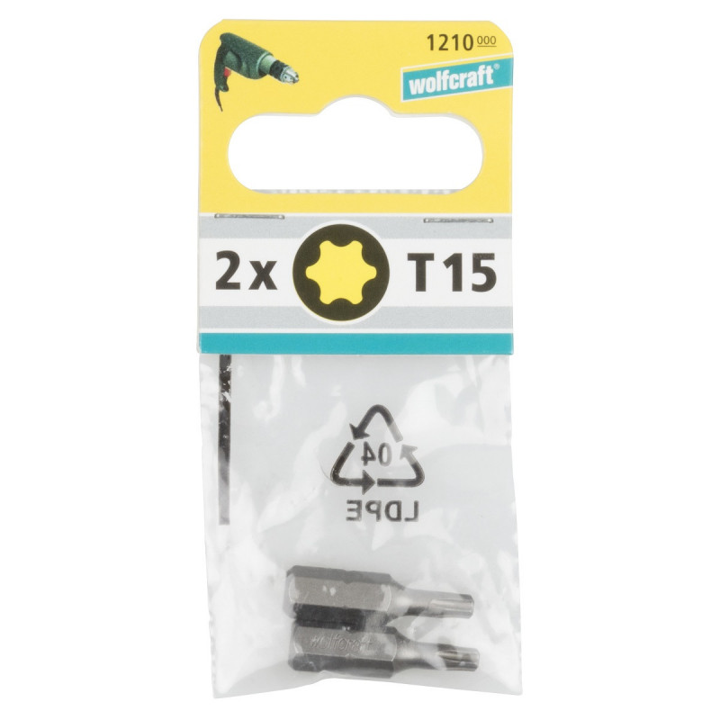 Końcówka Solid, torx 15, wolfcraft (2 szt.) Końcówka Solid, torx 15, wolfcraft (2 szt.)