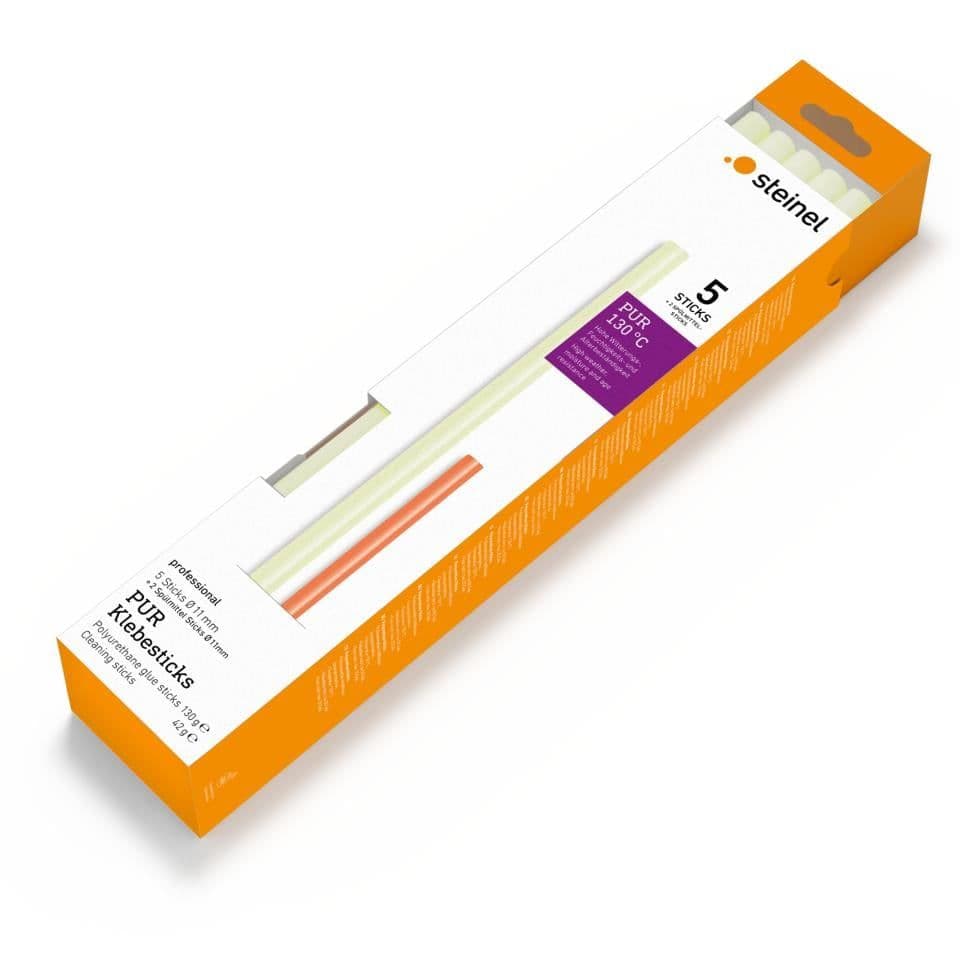 Klej termotopliwy Steinel PUR 5 szt 130 g + 2 laski czyszczące