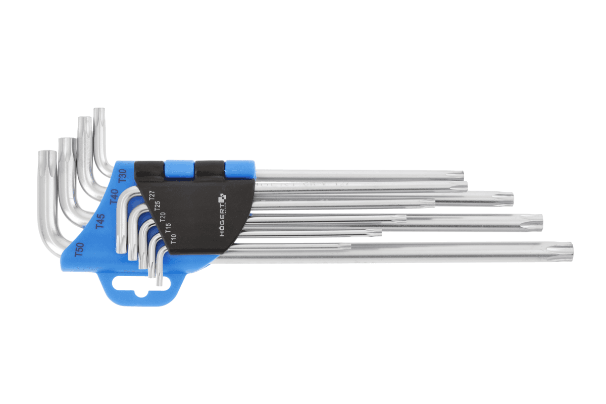 Klucze tamper torx CrV, extra długie 9 szt.