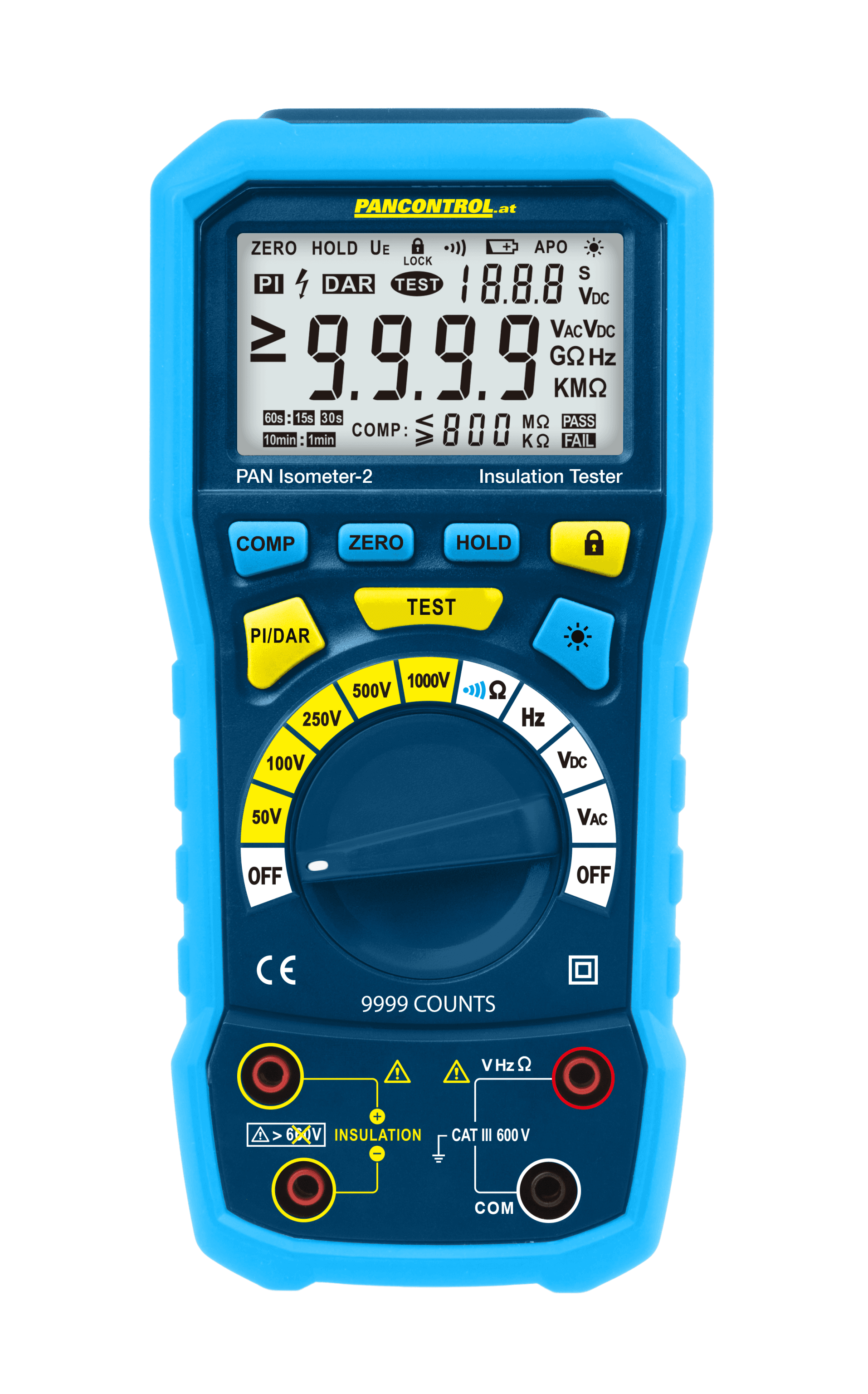 Multimetr cyfrowy izolacji PAN ISOMETER-2 z pomiarem PI i DAR CAT III 600 V