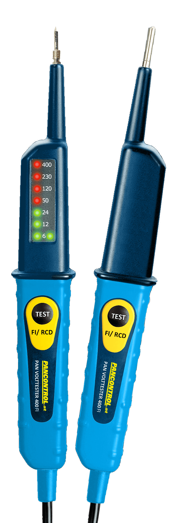 Tester napięcia 2-biegunowy PAN VOLTTESTER 400 FI wskaźnik LED 6-400 V AC/DC / RCD 30mA / bezbateryjny / wkręcane końcówki