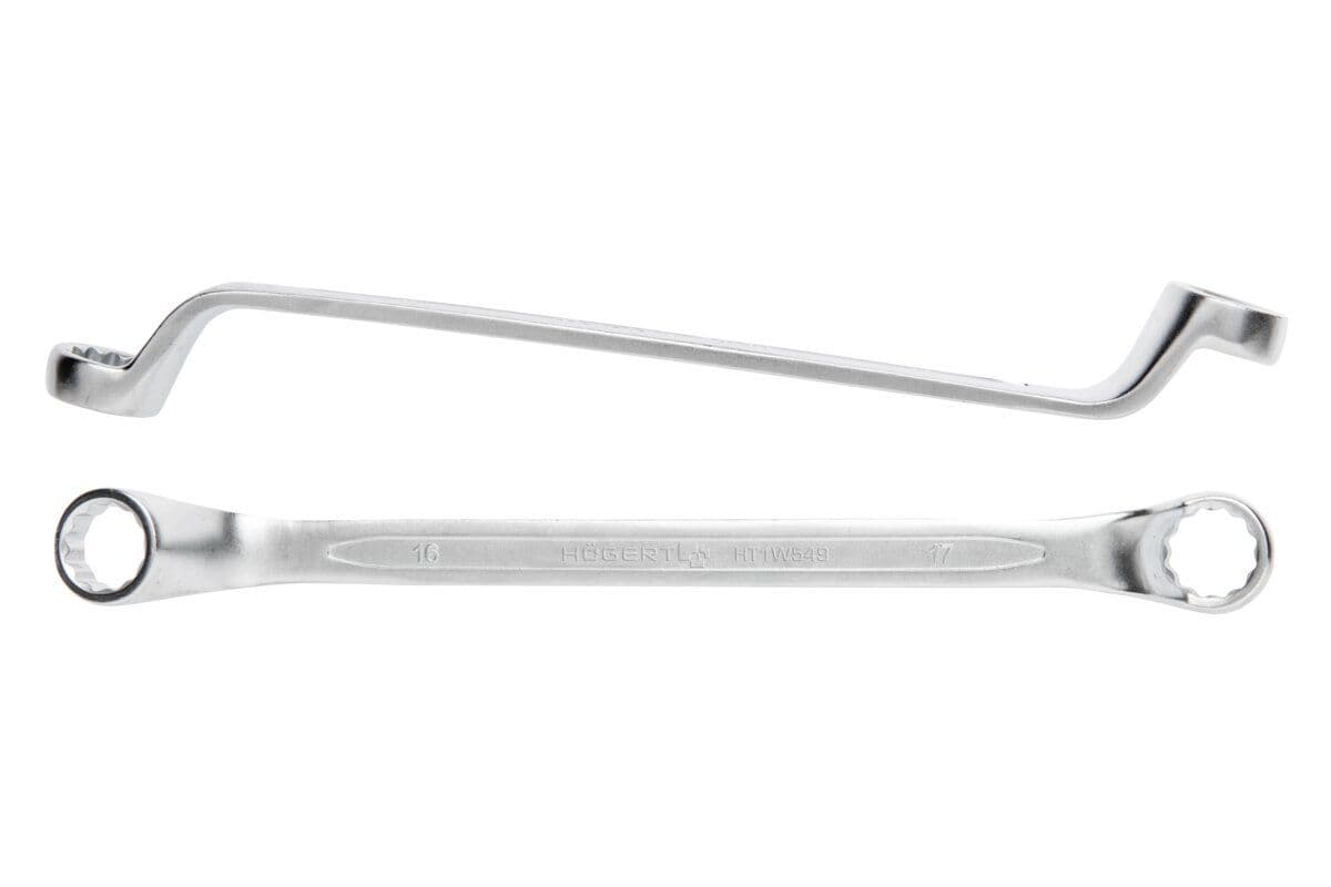 Klucz oczkowy odgięty ze stali CrV, 14 x 15 mm, DIN 838