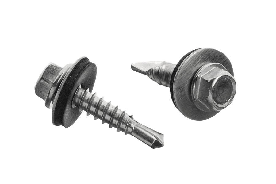 Wkręt samowiercący z łbem sześciokątnym ISO 15480, stal nierdzewna A2, wiertło nr 3, z podkładką EPDM