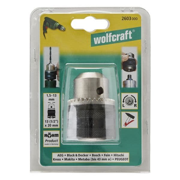Uchwyt wiertarski na kluczyk 1,5 - 13 mm Wolfcraft - 13 (1/2) - 20
