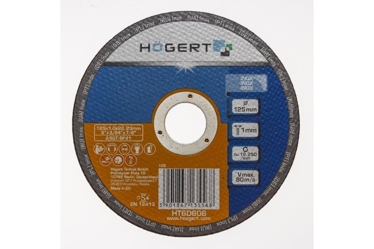 Tarcza korundowa do cięcia inoxu, 125 x 1.0 x 22.23 mm