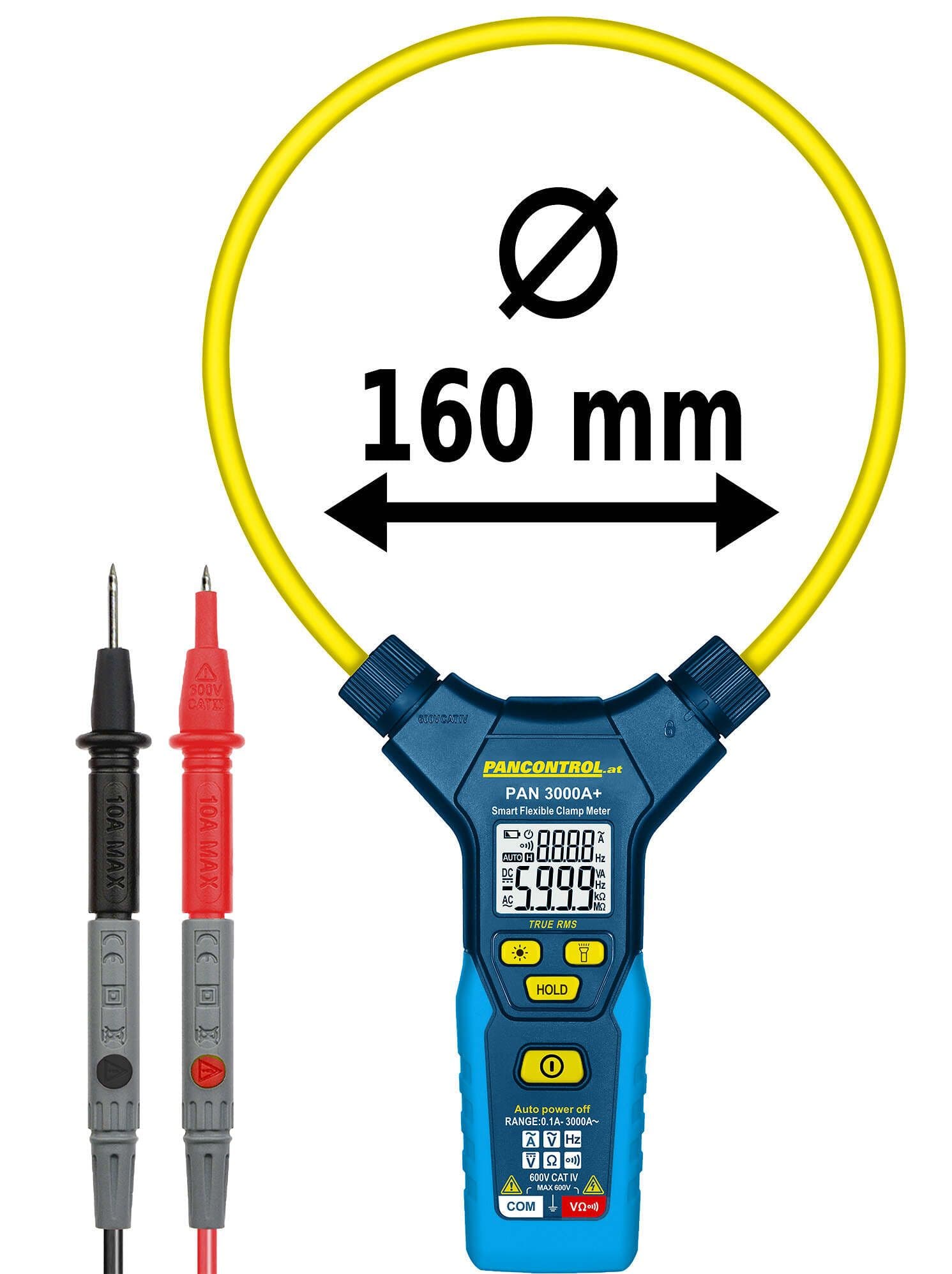 Elastyczne cęgi prądowe PAN 3000A+3000 A AC True RMS CAT IV 600 V  o = 160 mm
