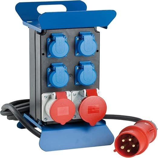 AS861510 wtyczka 440V32A, gniazda 1x440/32A, 1x 440V/16A, 4x 230V/16A, zabezpiecznia