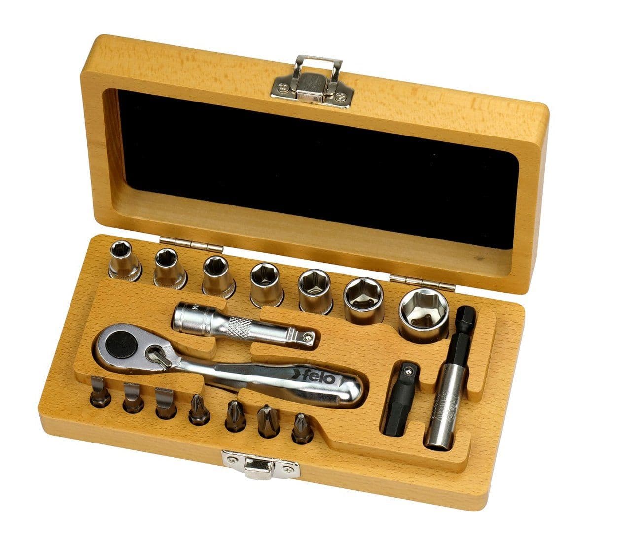 Zestaw 18 narzędzi w drewnianym pudełku Felo XS Classic 1/4"