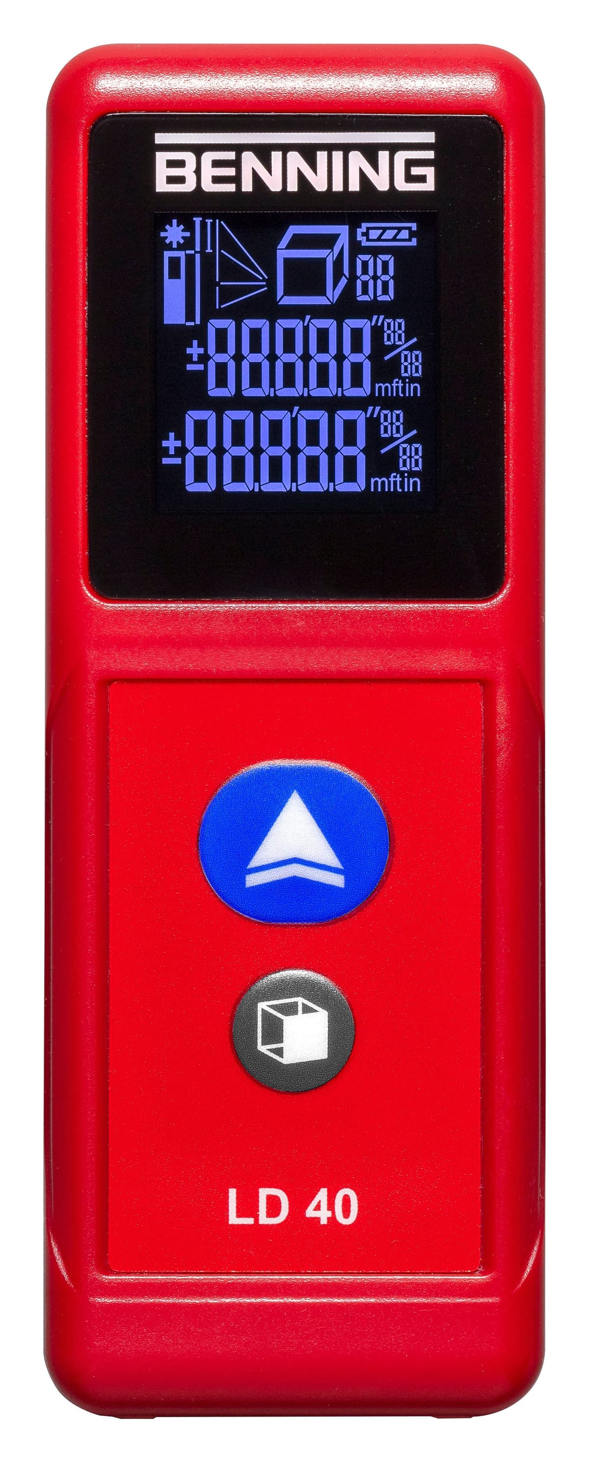 Dalmierz laserowy BENNING LCD kolorowy 650nm klasa II zasięg IP54
