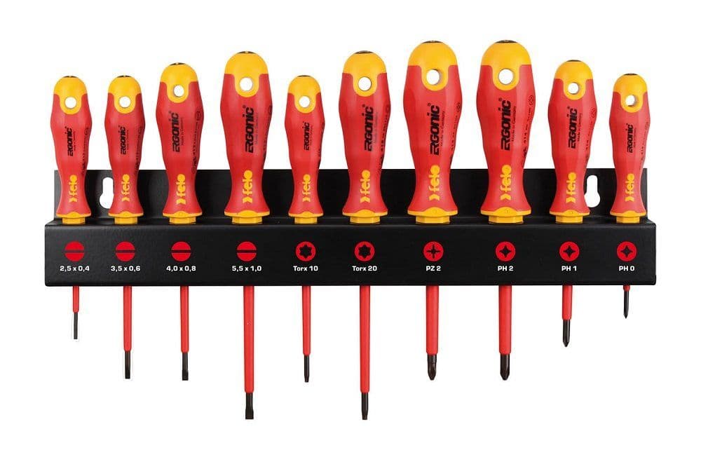 Zestaw wkrętaków Ergonic VDE FELO na szynie [10 cz.]