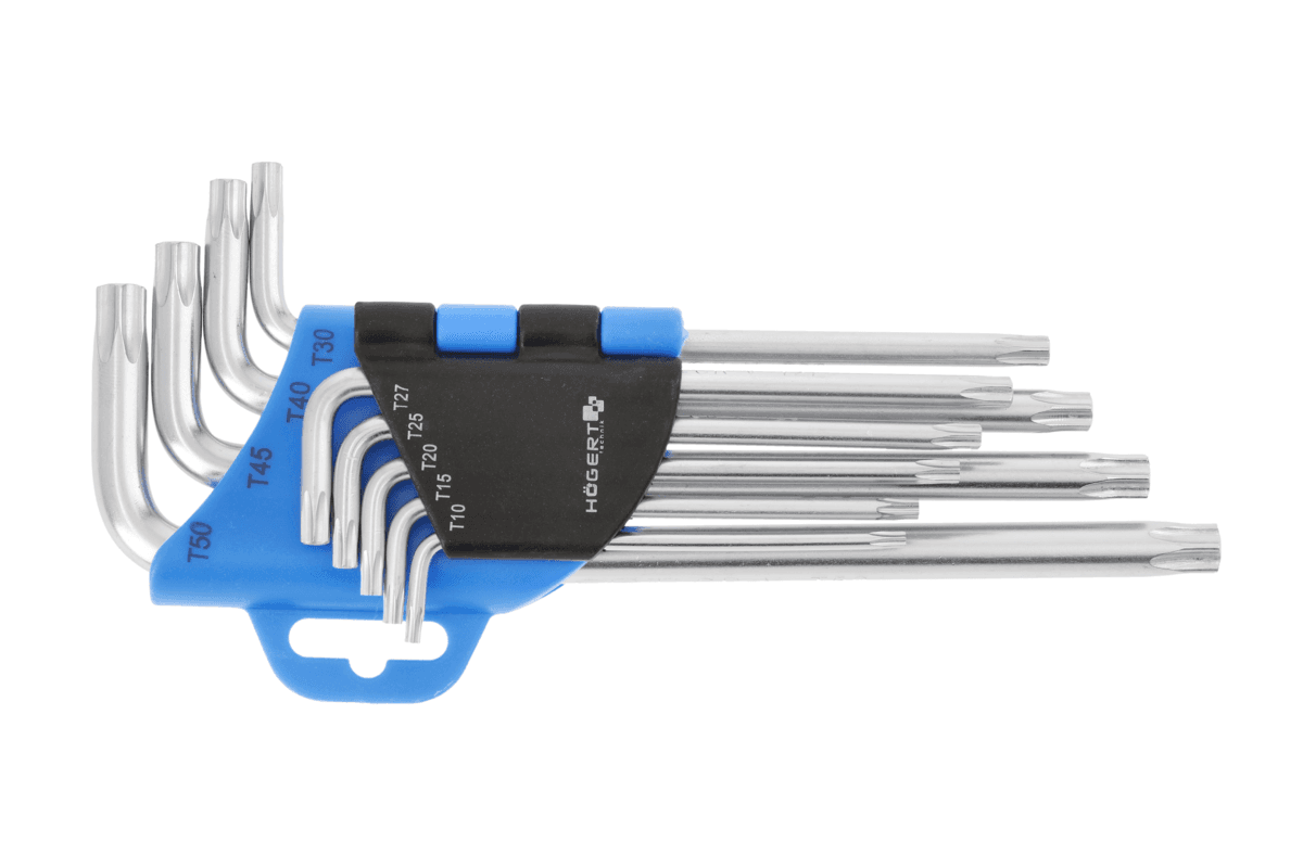 Klucze tamper torx CrV, długie 9 szt. 