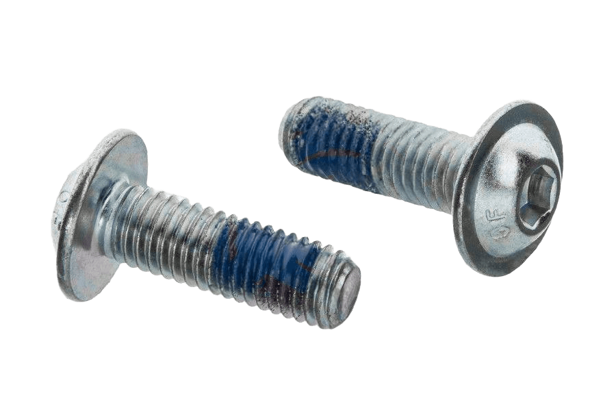 Śruba z łbem grzybkowym z kołnierzem ISO 7380-2, kl. 10.9, ocynk biały, zabezpieczenie gwintu Nylon, pełny gwint