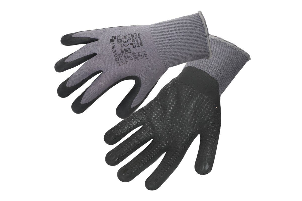 BODE rękawice nylon/spandex powlekane nitrylem z mikropianki szare/czarne