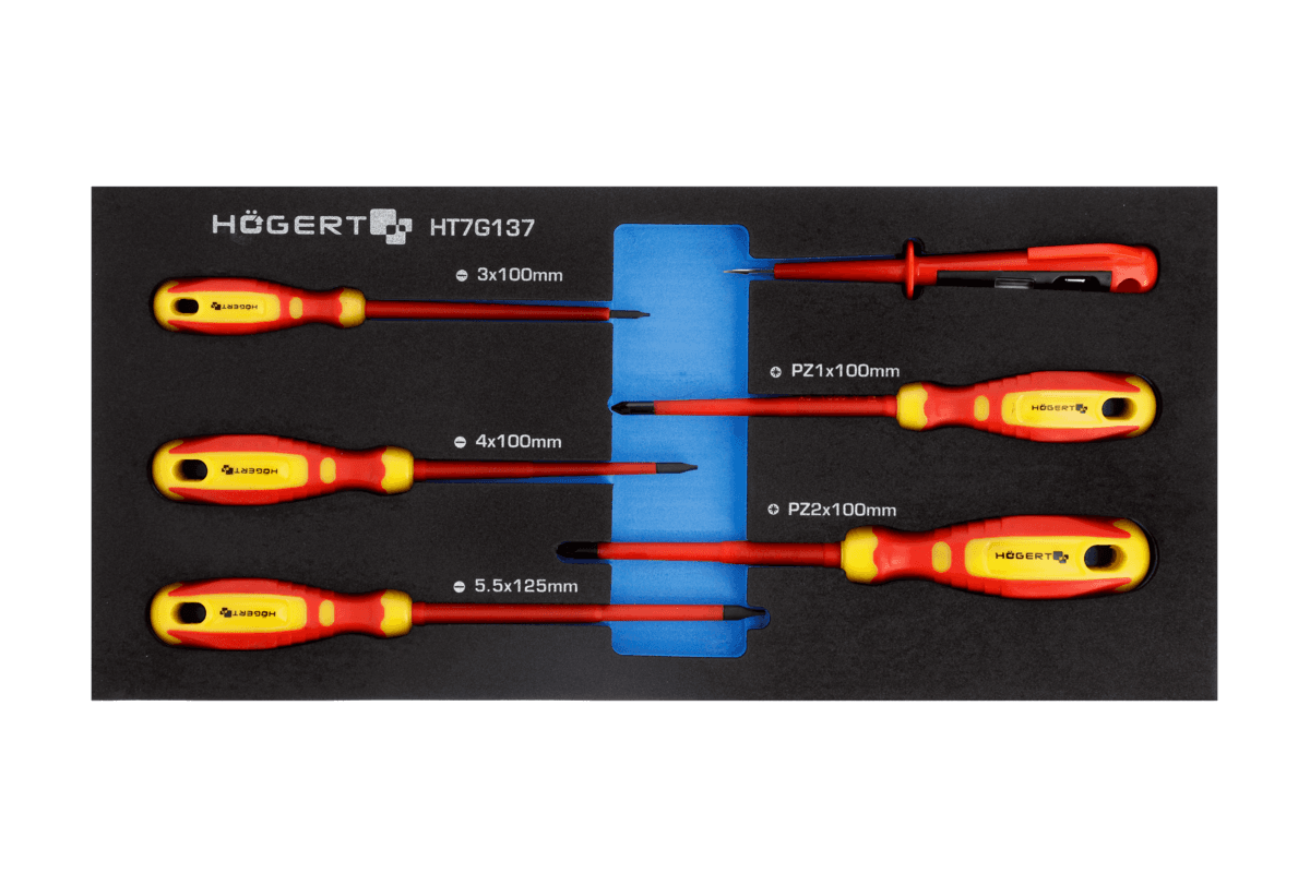 Zestaw wkrętaków 1000V i tester napięcia 6 szt., wkład EVA